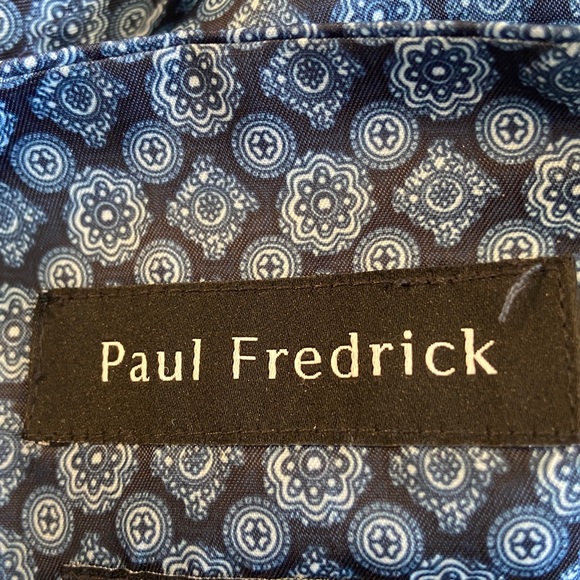 Paul Frederick Men's Blue 100% linen double breasted notch, lapel Vest 3633 - Picture 6 of 8
